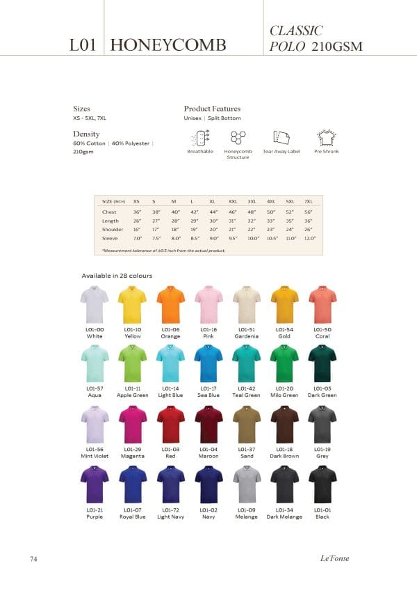 Lefonse -  Lacoste L01 Honeycomb Classic Polo