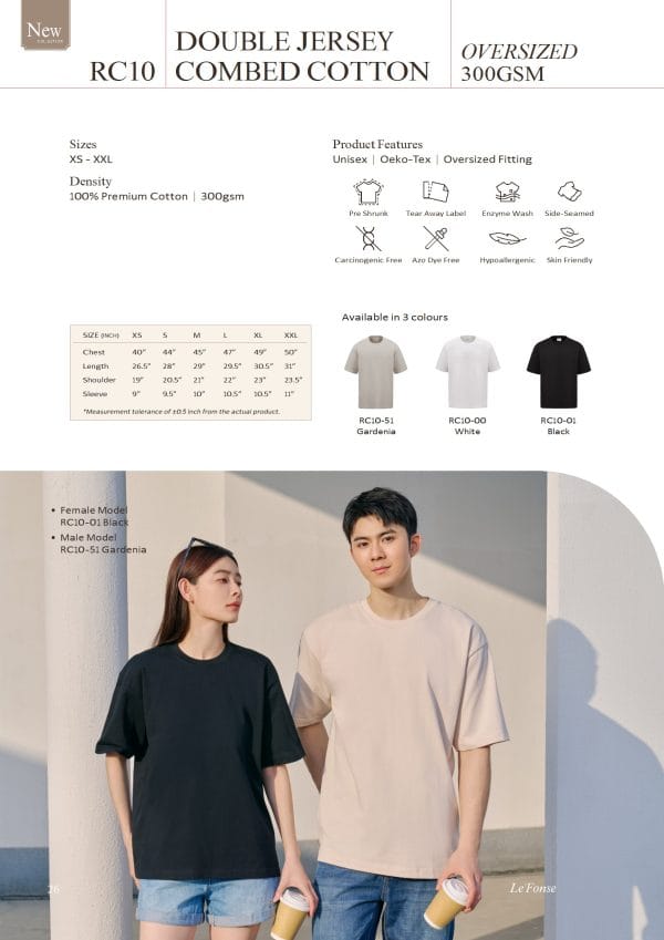 Lefonse - RC10 Oversized Round Neck Combed Cotton 300gsm